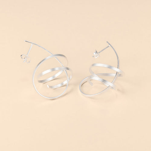 Contemporary Spiral Silver Earrings