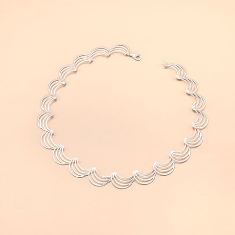 Line and Dot Silver Necklace