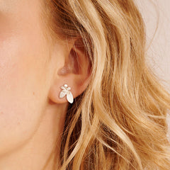 Delicate Floral Silver Stud Earrings