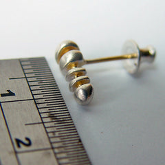 Small silver pebble stack earrings