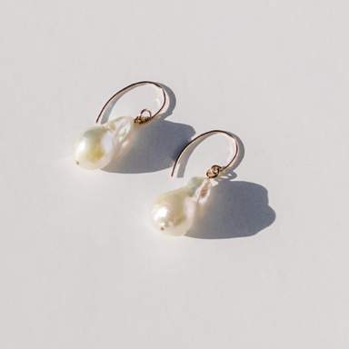 Large Keshi Pearl Gold-filled Post Earrings