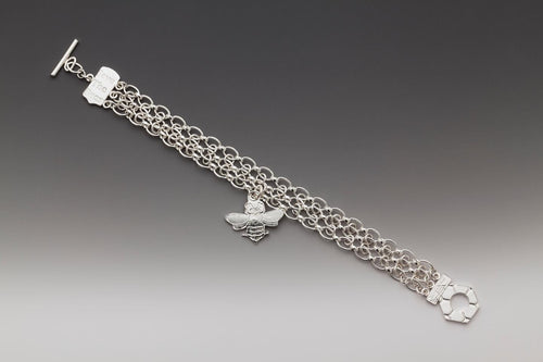 Save The Bees Woven Bracelet in Fine Silver Metal