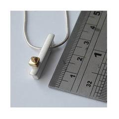 Silver Ingot Necklace with 18K Gold Detail