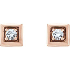 14k Gold Diamond Square Earrings