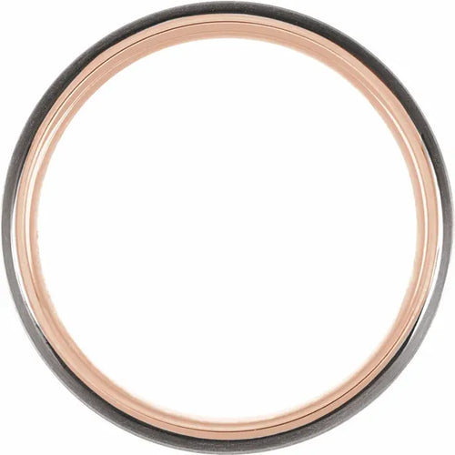 18K Rose Gold PVD & Black PVD Tungsten 5 mm Two-Tone Grooved Band