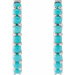 14K Gold Natural Turquoise Huggie Hoop Earrings