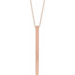 35x2.5 mm Engravable Four-Sided Vertical Bar 16-18" Necklace