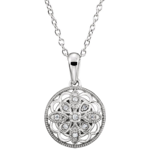 Sterling Silver .05 CTW Diamond 18" Necklace