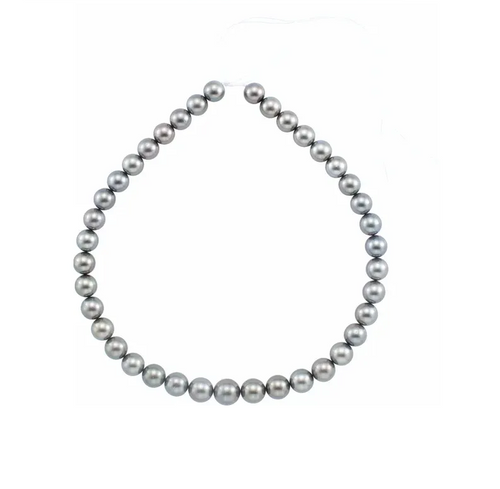 10-13 mm Round/Near Round Graduated A Grade Medium Grey Tahitian Cultured Pearl Necklace