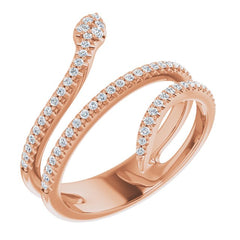 14K Solid Gold 1/3 CTW Diamond Snake Ring