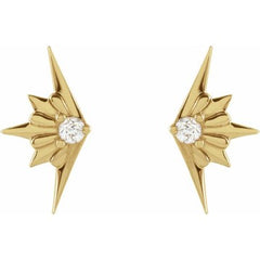 14K Yellow .03 CTW Diamond Starburst Earrings
