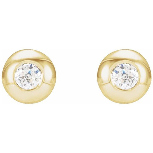 14K Gold .03 CTW 1.5mm Natural Diamond Domed Bezel-Set Earrings