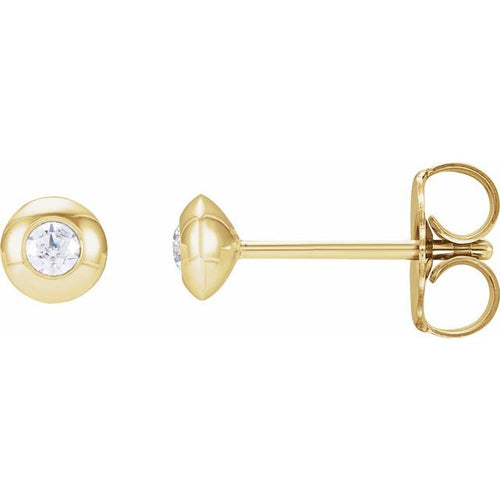 14K Gold .06 CTW 2MM Natural Diamond Domed Bezel-Set Earrings