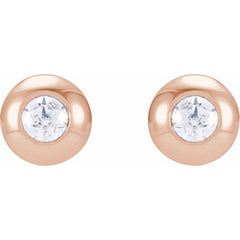 14K Gold .06 CTW 2MM Natural Diamond Domed Bezel-Set Earrings