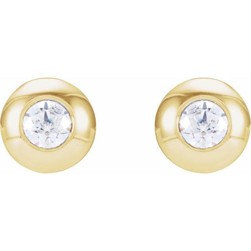 14K Gold .06 CTW 2MM Natural Diamond Domed Bezel-Set Earrings