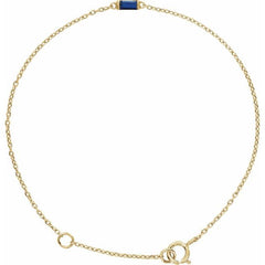 14K Gold Natural Blue Sapphire Baguette Bracelet