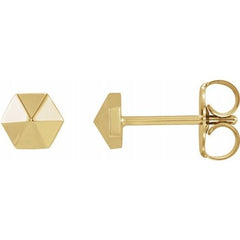 14K Gold Hexagon Earrings