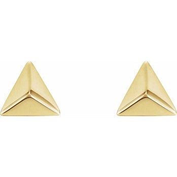 14K Gold Pyramid Stud Earrings 14K Yellow Gold