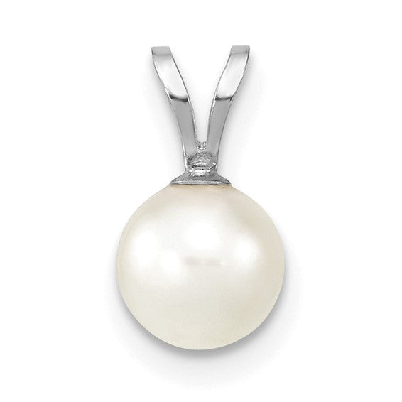 Akoya Cultured Pearl Pendant with 14K White Gold Box Chain