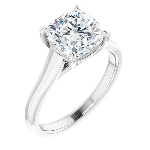 8 mm Cushion Cut Moissanite Solitaire Engagement Ring