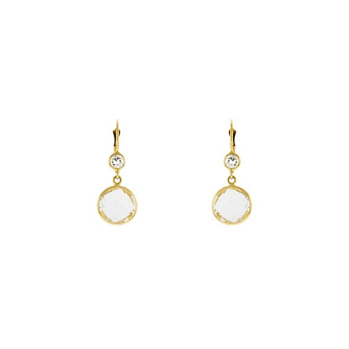 Herco 14K Gold Earrings Crystal Quartz