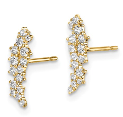 14k Gold CZ Cluster Post Earrings