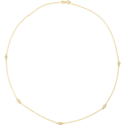 14k Gold Diamond Bezel Necklace - Lireille