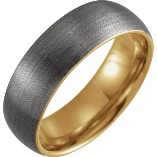 18K Yellow Gold PVD Tungsten 8 mm Half Round Band with Satin (Matted) Finish