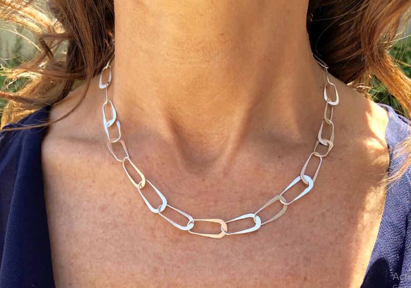 Black Oval Chain Sterling Silver / 18 by Helen Ficalora
