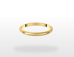 18k Yellow Gold 2 mm Half Round Classic Wedding Band with Brushed Finish