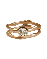 18kt Rose Gold Twig Ring with 4 Diamonds Ring Monica Schmid 