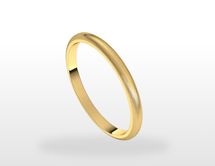 14k Yellow Gold 2 mm Half Round Classic Wedding Band with Silk Finish