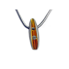 Small front diamond silver shell pendant with 22K gold plated interior