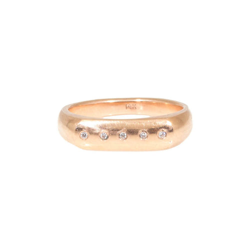 14k Rose Gold Chain of Craters Diamond Wedding Band - Lireille