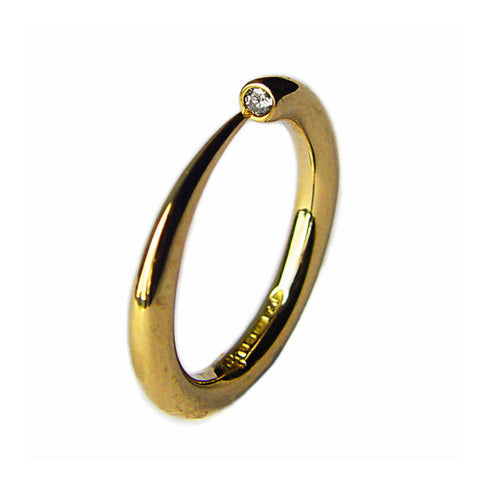 22K Yellow Gold "Love" Green Tourmaline Stacking Ring With Round Diamonds