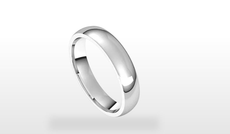 Half Round 14k White Gold 4 mm Comfort Fit Wedding Ring