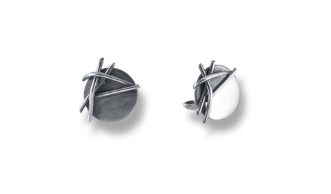 Sterling Silver Cufflinks with Onyx and Mother of Pearl
