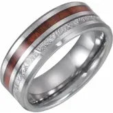 Tungsten Band with Imitation Meteorite & Wood Inlay