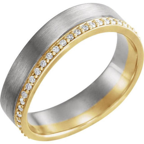 14K Two-tone Gold 6mm 3/8 CTW Natural Diamond Band