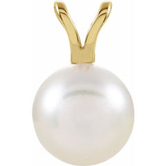 Akoya Cultured Pearl Pendant with 14K Gold Box Chain