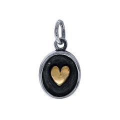 Sterling Silver Shadow Box Charm with Bronze Heart