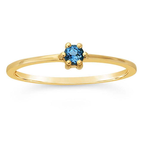 10mm Blue Topaz 18kt Gold Cup and Oxidized Silver Ring