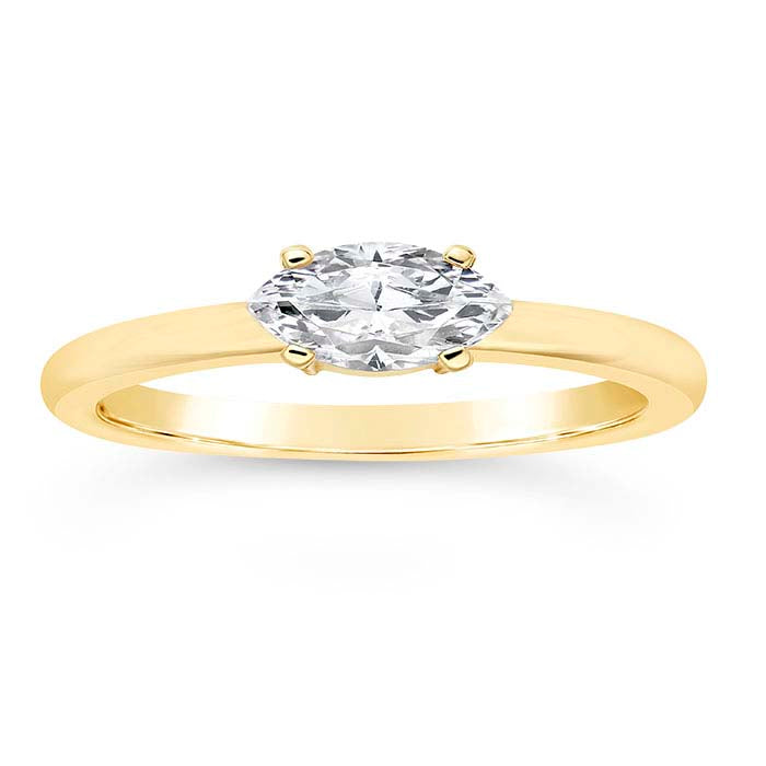 14K Yellow Gold 7 x 3.5 mm Marquise Moissanite Ring