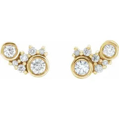 14K Yellow 1/4 CTW Diamond Scattered Bezel-Set Earrings