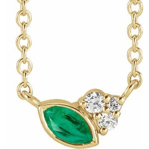Emerald in Matrix Necklace with Gold and Silver Chain