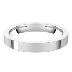 14K White Gold 3 MM Flat Shape Light Comfort Fit Band Custom