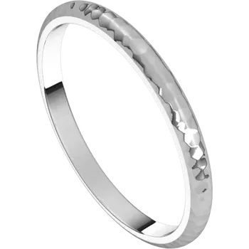 14K Gold 2 mm Half Round Band with Hammered Texture