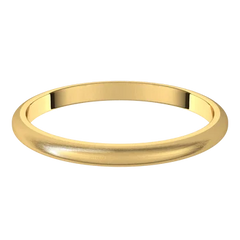 14k Yellow Gold 2 mm Half Round Classic Wedding Band with Silk Finish