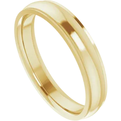 14K Gold Standard Weight Stepped Edge Standard Fit Half Round Band