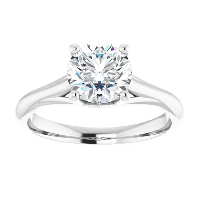 14K White 7 mm Round Solitaire Engagement Ring